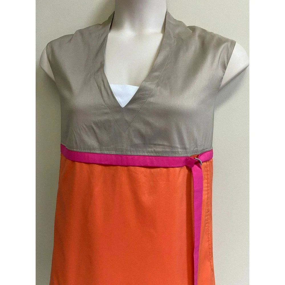 Rene Lezard Beautiful Cotton Poplin Shift‎ Colorblock Dress~38 - Picture 2 of 7